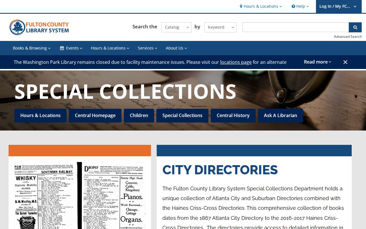 Roswell people directories Fulton library historical collection