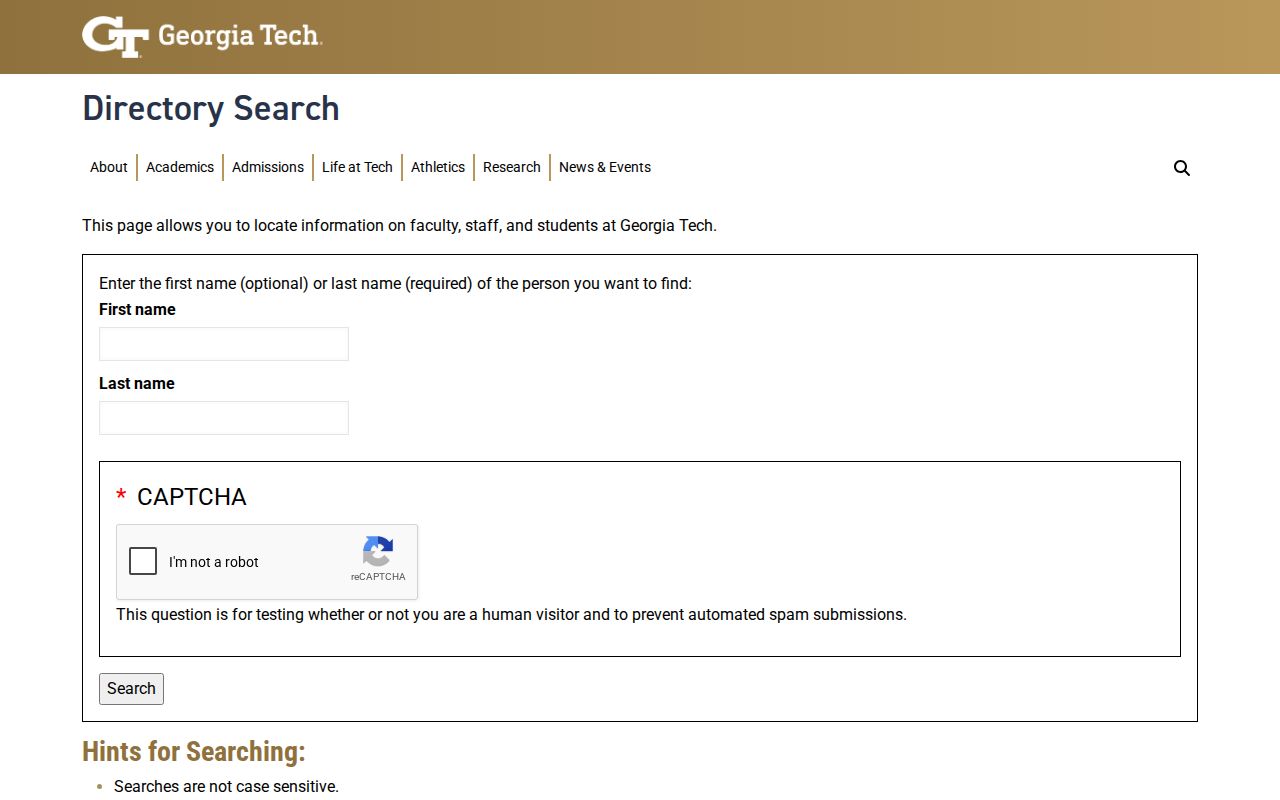 Roswell people directories Georgia Tech faculty and staff search